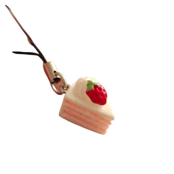 Kawaii Strawberry Cake Handmade Phone Charm - Picture 2 of 2